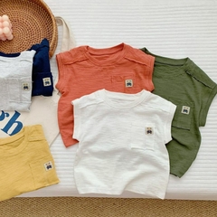 Áo thun ba lỗ tank top cotton xược thêu gấu túi ngực cho bé trai 1 đến 7 tuổi - Bituti Clothings