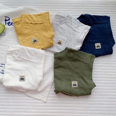 Áo thun ba lỗ tank top cotton xược thêu gấu túi ngực cho bé trai 1 đến 7 tuổi - Bituti Clothings