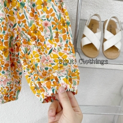 Set babydoll bé gái vải thô mềm quần hoa