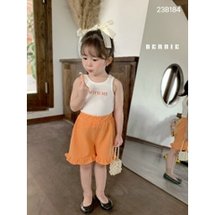 Set bé gái ba lỗ viền vai quần loe Bernie