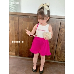 Set bé gái ba lỗ viền vai quần loe Bernie
