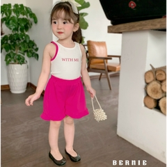 Set bé gái ba lỗ viền vai quần loe Bernie