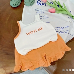 Set bé gái ba lỗ viền vai quần loe Bernie