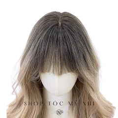 Tóc Giả Dệt Kim Xoăn Layer Mái Thưa Chân Tóc Đen Nhuộm Vàng Blonde x-dk-1015