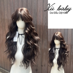Tóc Giả Nguyên Đầu Dệt Kim Mái Thưa Cúp Xù Baby NG02 60cm