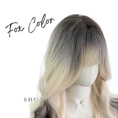 Tóc Giả Dệt Kim Xoăn Layer Mái Thưa Hàn Quốc Màu Tóc Vàng Bạch Kim Ombre x-dk-0105