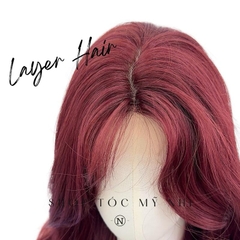 Tóc Giả Mỹ Nhi Xoăn Layer Mái Bay Màu Tóc Đỏ Cherry x-dk1-0115 Da Đầu Dệt Kim