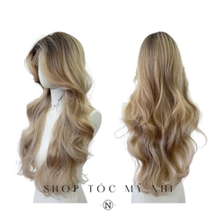 Tóc Giả 3D Bouncy Curl Xoăn Bung Layer Mái Bay Màu Tóc Chân Nâu Khói Sữa X-3D-0203