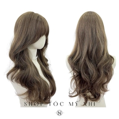 Tóc Giả Mỹ Nhi Xoăn Layer Mái Thưa Hàn Quốc Màu Tóc Rêu Khói x-dk-0102 Da Đầu Dênt Kim