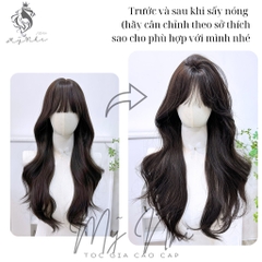 Tóc Giả Nguyên Đầu Dệt Kim  Mái Thưa Xoăn Layer CH001 65cm