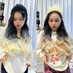 Mũ Len KÈM Tóc Giả Xoăn Nhuộm Vàng 42