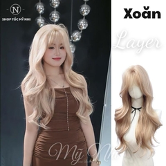 Tóc Giả Nguyên Đầu Dệt Kim Mái Thưa Xoăn Layer NG06 60cm
