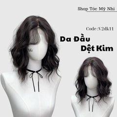 Tóc Giả Mỹ Nhi Da Đầu Dệt Kim V2DK011 Xù Sóng Ngắn 35cm