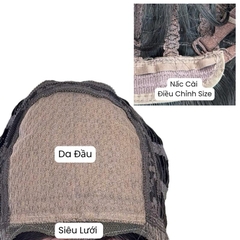 Tóc Giả 3D Bouncy Curl Xoăn Bung Layer Mái Bay Màu Nâu Nhuộm Balayage Hồng x-3d-0202