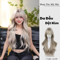 Tóc Giả Nguyên Đầu Dệt Kim Mái Thưa Xoăn Lơi Nhe CH010 65cm