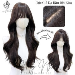 Tóc Giả Nguyên Đầu Dệt Kim CH001 Xoăn Layer Mái Thưa 65cm