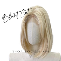 Tóc Giả Mỹ Nhi Blunt Cut Ngắn Thẳng Ngang Vai Màu Tóc Vàng Bạch Kim T-dk2-0601 Da Đầu Dệt Kim