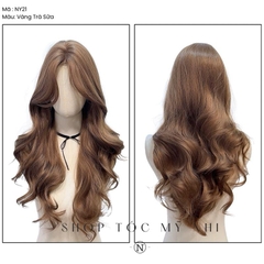 Tóc Giả Mỹ Nhi Nguyên Đầu Xoăn Layer Mái Bay NY21 Da Đầu Dệt Kim Dài 60cm