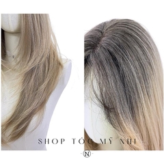 Tóc Giả Mỹ Nhi Cúp Layer Hai Mái Chân Tóc Đen Nhuộm Màu Ombre Vàng Blonde c-dk1-1002 Da Đầu Dệt Kim 8% VAT