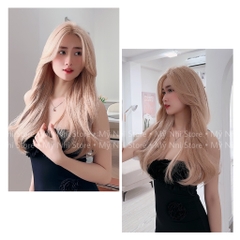 Siêu Da Đầu lưới chữ T Tóc Giả Mái Bay Xoăn Nhẹ Đuôi CC13 50cm