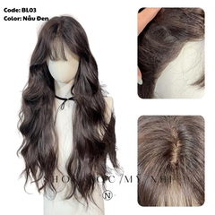 Tóc Giả Bio-Lace 3D Mái Thưa Xù Sóng BL03 độ dài 60cm (Viền Da Sinh Học Skin-Fit)