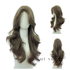 Tóc Giả Mỹ Nhi Xoăn Layer Mái Bay Màu Tóc Rêu Khói x-dk1-0116 Da Đầu Dệt Kim