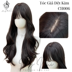 Tóc Giả Nguyên Đầu Dệt Kim Mái Thưa Xoăn Lọn Sóng CH006 60cm