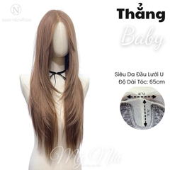 Siêu Da Đầu Lưới U SU02 Tóc Giả Mái Bay Tóc Thẳng Tự Nhiên