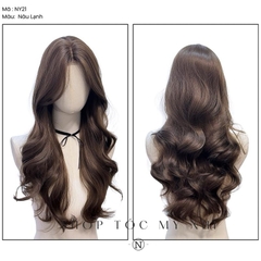 Tóc Giả Mỹ Nhi Nguyên Đầu Xoăn Layer Mái Bay NY21 Da Đầu Dệt Kim Dài 60cm