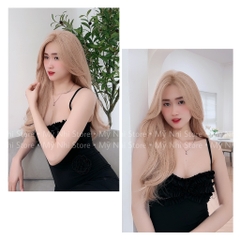 Siêu Da Đầu lưới chữ T Tóc Giả Mái Bay Xoăn Nhẹ Đuôi CC13 50cm