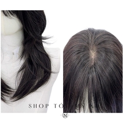 Tóc Giả Dệt Kim Hust Cut Mái Thưa  Màu Nâu Đen C-dk-1203 45cm