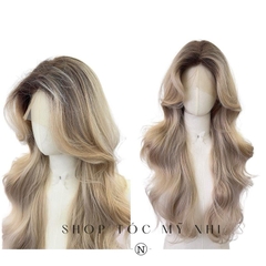 Tóc Giả 3D Bouncy Curl Xoăn Bung Layer Mái Bay Màu Tóc Chân Nâu Khói Sữa X-3D-0203