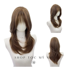 Tóc Giả Mỹ Nhi Hust Cut Mái Thưa Hàn Quốc Màu Tóc Vàng Trà Sữa c-dk-1202 Da Đầu Dệt Kim