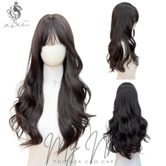 Tóc Giả Nguyên Đầu Dệt Kim Mái Thưa Xoăn Lọn Sóng CH006 60cm