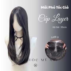 Tóc Mái Phủ Hói Siêu Da Đầu Lưới U Tóc Giả Cúp Layer MP06 55cm