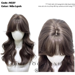 Tóc Giả Da Đầu Dệt Kim Xoăn Layer Mái Thưa NG07 dài 45cm