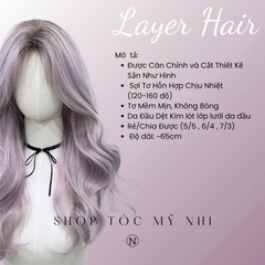 Tóc Giả Mỹ Nhi Mái Bay Xoăn Layer Màu Tóc Tím Ombre (Purple Ombre) x-dk2-0302 Da Đầu Dệt Kim (rẻ ngôi được)