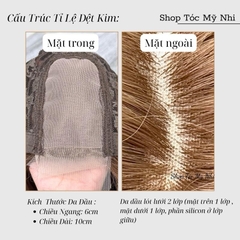 Tóc Giả Mỹ Nhi Xoăn Layer Hai Mái Màu Tóc Nâu Choco x-dk1-0114 Da Đầu Dệt Kim