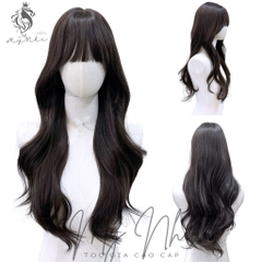 Tóc Giả Nguyên Đầu Dệt Kim  Mái Thưa Xoăn Layer CH001 65cm