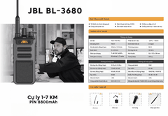 Bộ Đàm JBL BL-3680 – "Quái Thú" Công Suất 10W, Pin Siêu Khủng 8800mAh, Cự Ly 7KM