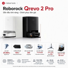 Robot hút bụi lau nhà Roborock Qrevo 2 Pro - Đen – Lực hút 25.000Pa, giặt giẻ bằng khí nóng