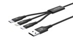 Cáp USB 2.0->Lightning+Micro+Type-C 1.2m UNITEK C14049BK | Hàng chính hãng