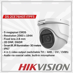 Hikvision Camera  DS-2CE76H0T-ITPFS HD-TVI   5MP –  tích hợp MIC | Hàng chính hãng