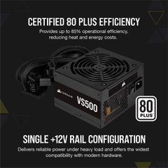 Nguồn Corsair VS500 80 Plus Hiệu Suất Cao