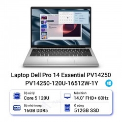 Laptop Dell Pro 14 Essential (PV14250-120U-16512U): Đa Nhiệm Mượt Mà – Hiệu Suất Intel Core 5 Vượt Trội