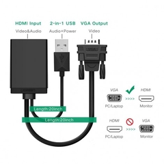 Cáp chuyển VGA to HDMI tích hợp Audio Ugreen 40213 chính hãng | Hàng chính hãng