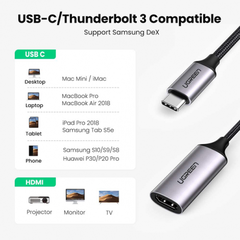Cáp USB Type C to HDMI hỗ trợ 4K@60Hz chính hãng Ugreen 70444 | Hàng chính hãng