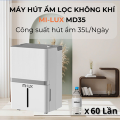 Máy Hút Ẩm Lọc Không Khí Thông Minh MI-LUX MD35 - Công Suất Khủng 35L/Ngày