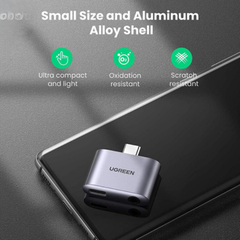 Đầu chuyển USB Type C to 3.5mm + sạc PD 30W Ugreen 70311 | Hàng chính hãng