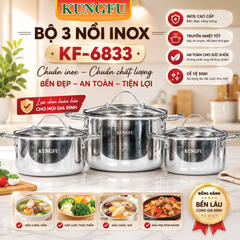 Bộ 3 nồi inox KUNGFU KF-6833